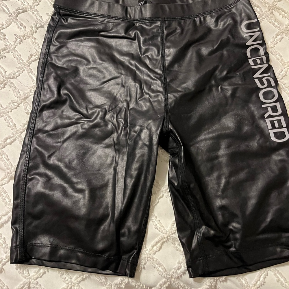 Leather biker shorts